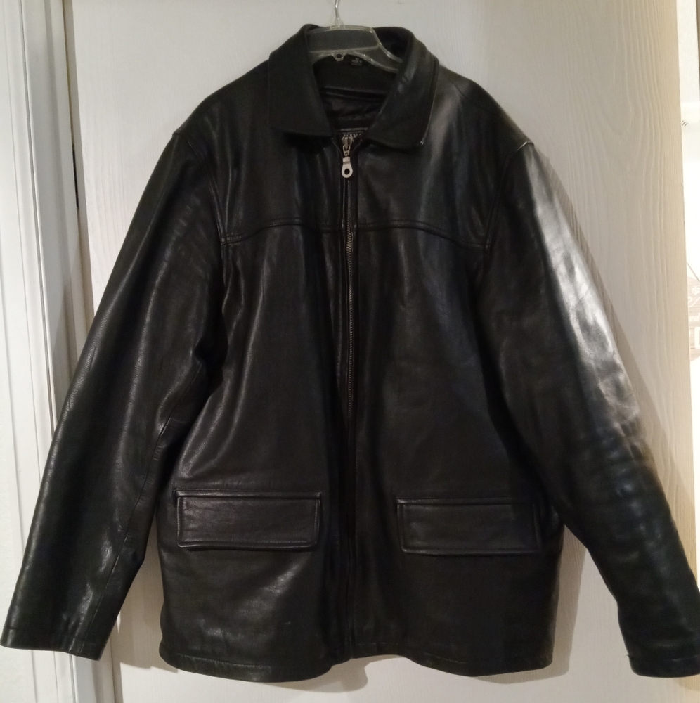 Men's Oakwoood Black Leather Coat‎
